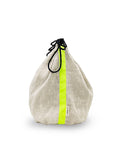 麻 巾着ポーチ IV×蛍光YL×BK