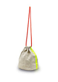 麻 巾着ポーチ IV×蛍光YL×OR
