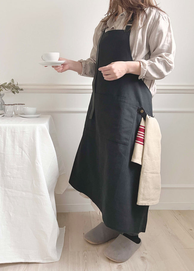 レザーテープエプロン BK×BK