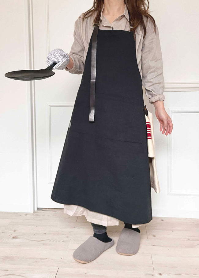 レザーテープエプロン BK×BK