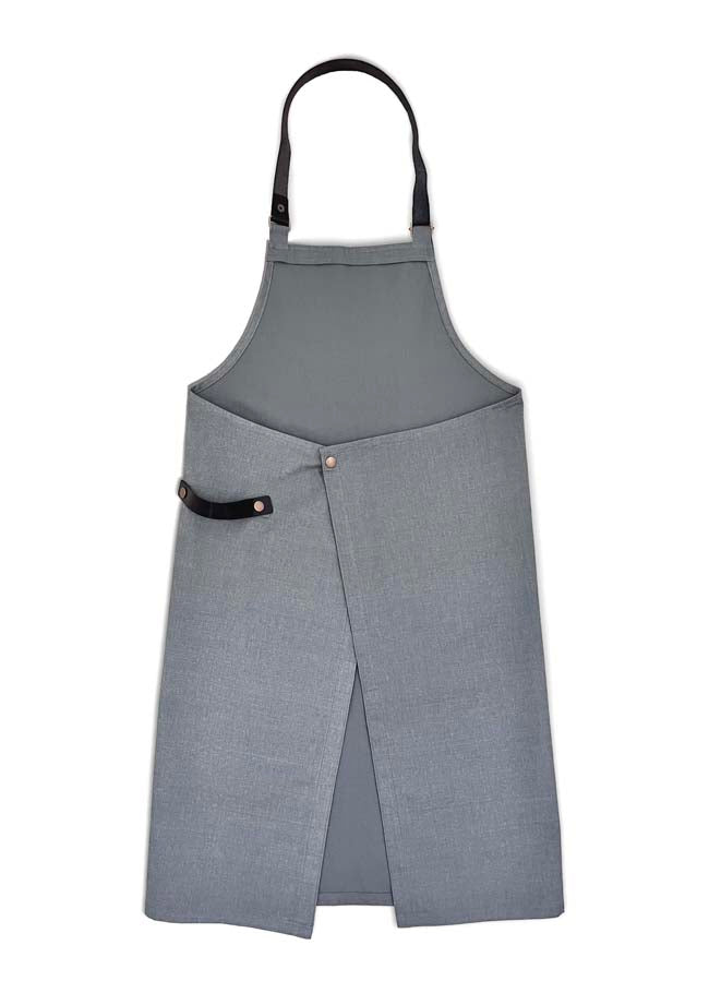 レザーテープエプロン GY×BK