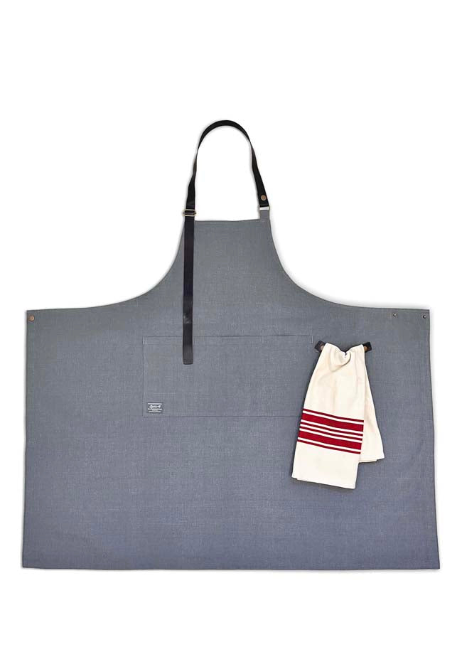 レザーテープエプロン GY×BK